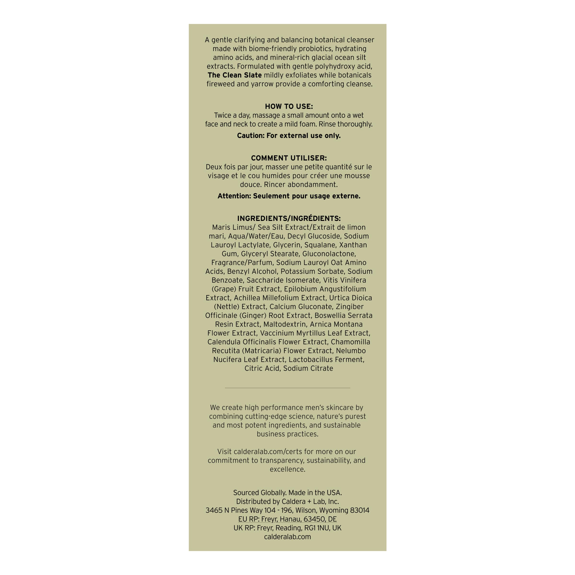 Caldera + Lab The Clean Slate MADE SAFE certification signals safe vegan skincare