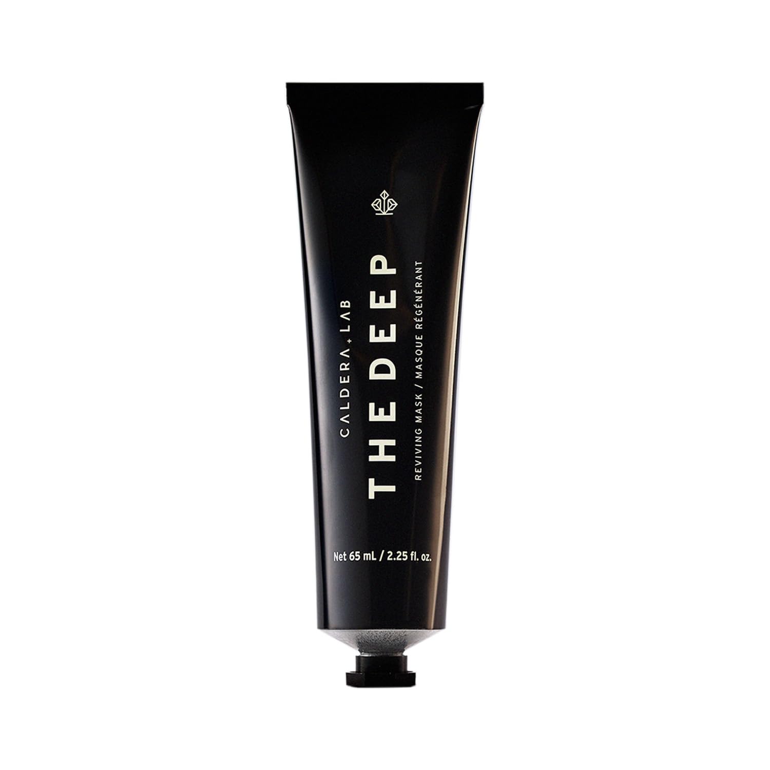 Caldera + Lab The Deep face-mask jar closeup highlights soothing clay texture for brighter, smoother skin.