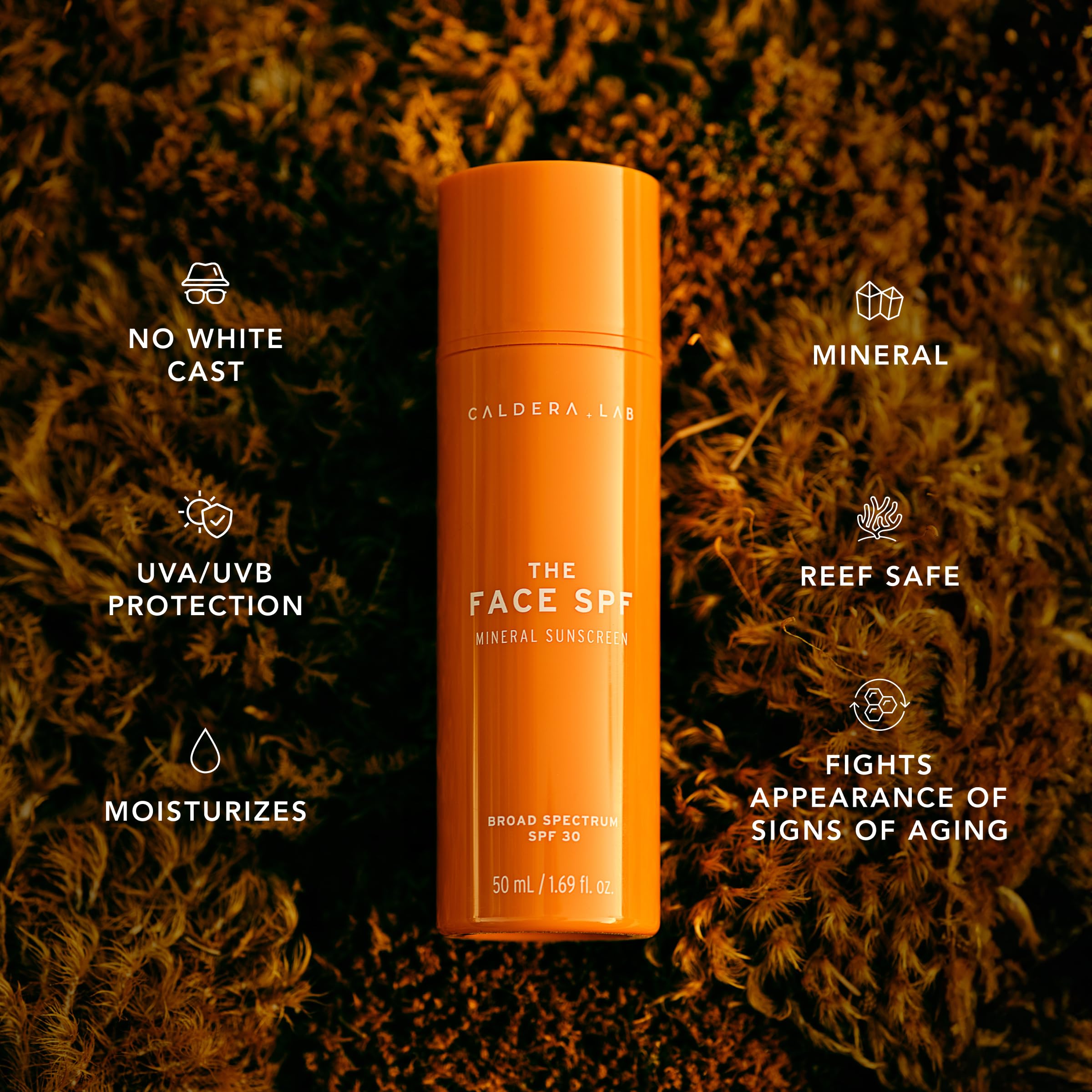 Caldera + Lab The Face SPF bakuchiol provides plant-based care for calm, clear skin.