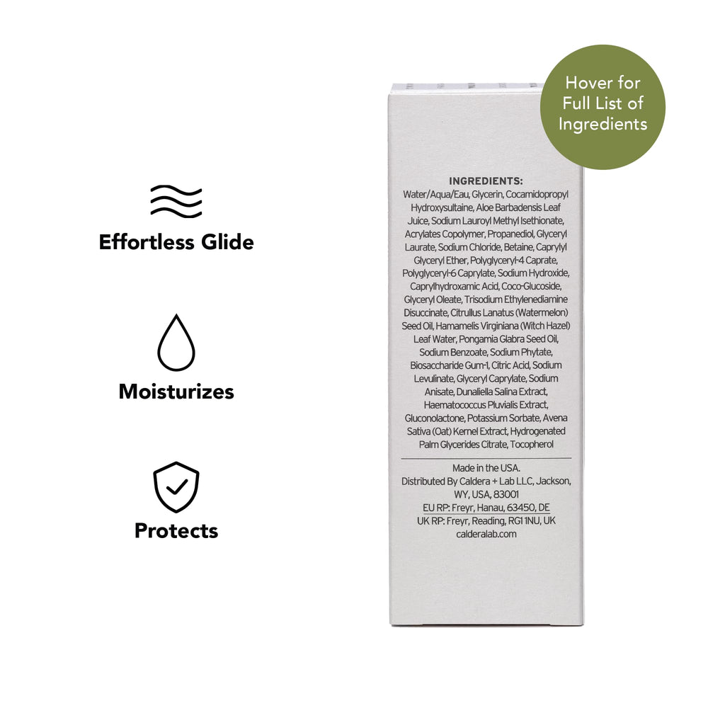 Caldera + Lab The Smooth closeup texture illustrating creamy protective shave cream.