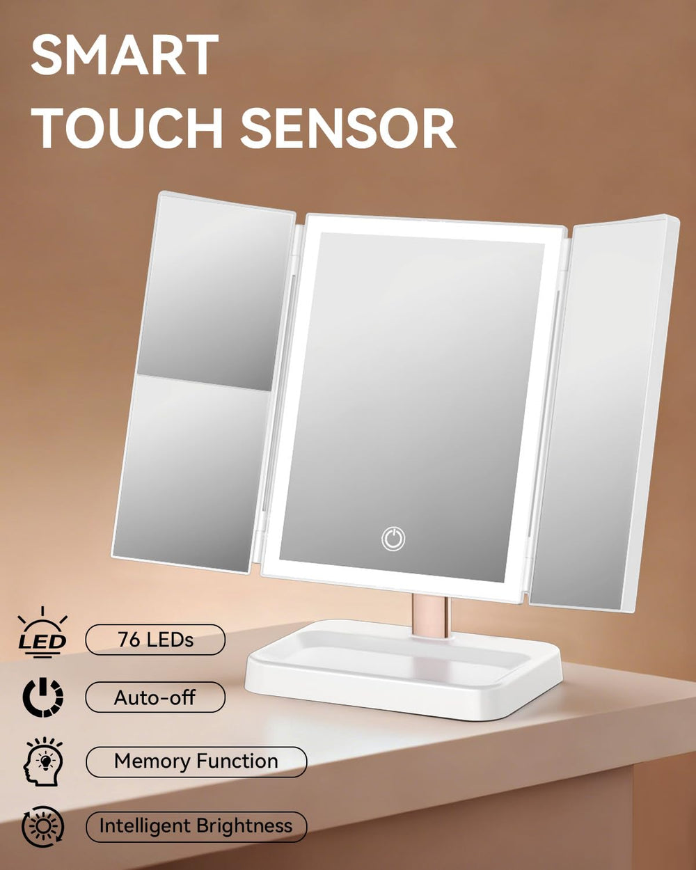 CALEPOP vanity mirror 2x magnification for brow and blemish checks