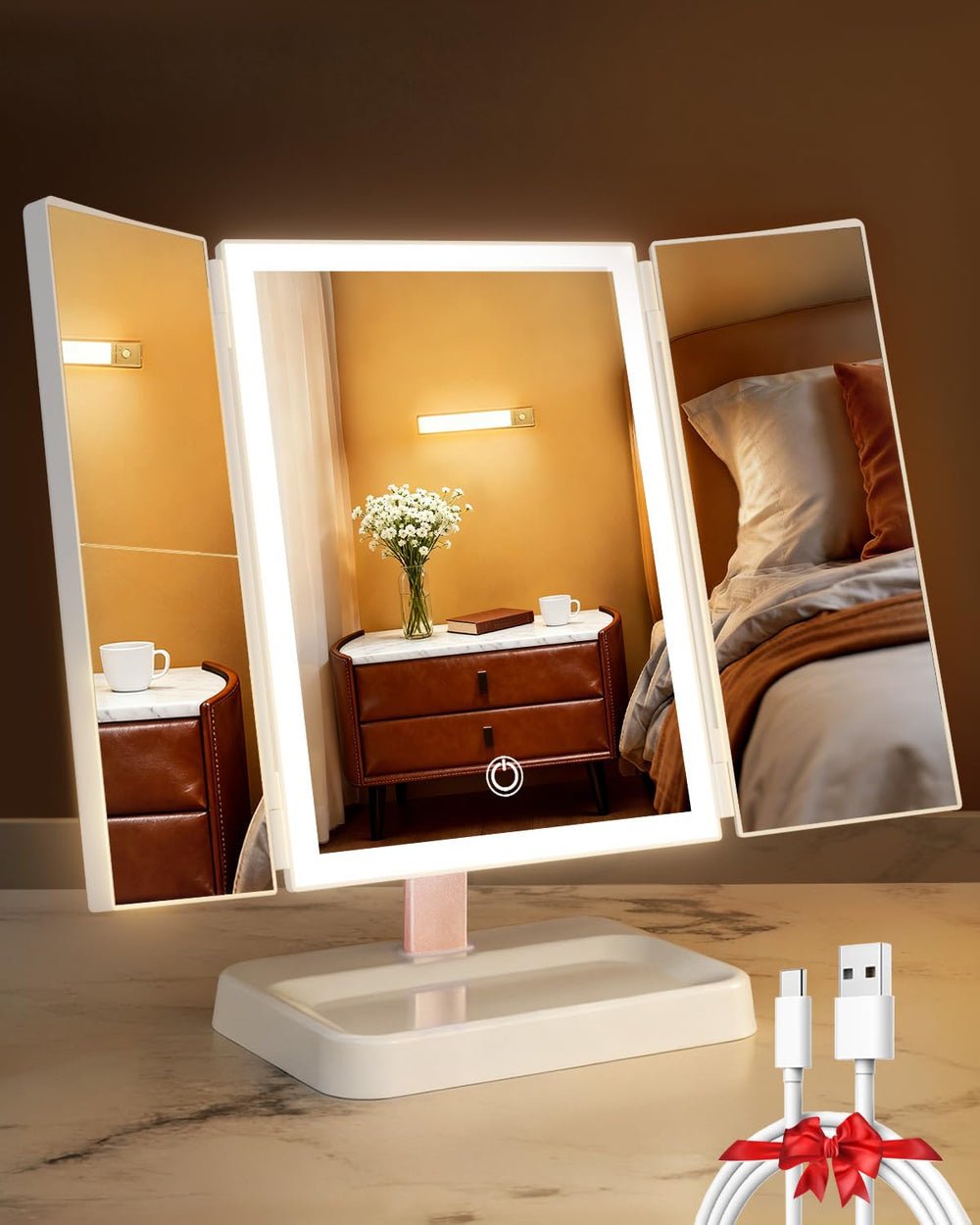 CALEPOP vanity mirror with lights bright setup for precise makeup application