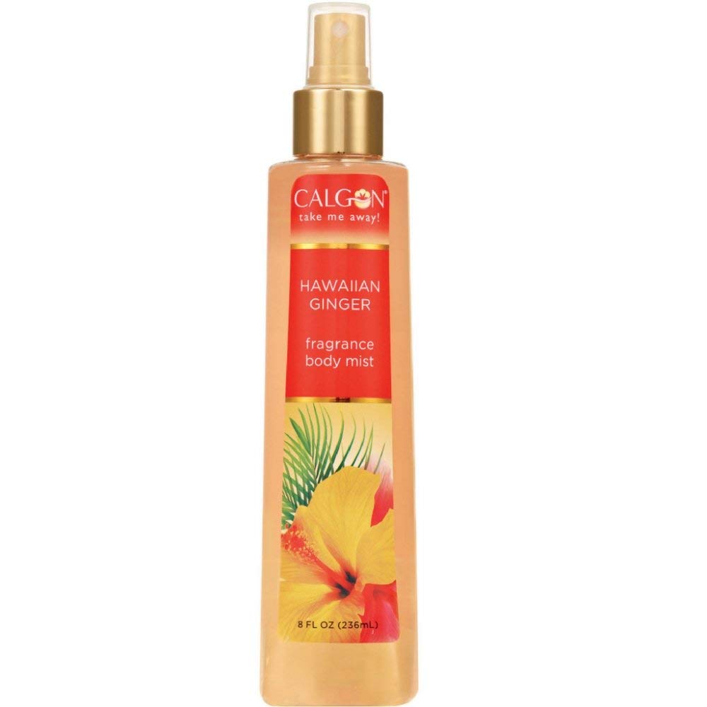 Calgon Hawaiian Ginger Body Mist bottle offering a tropical, refreshing scent boost.