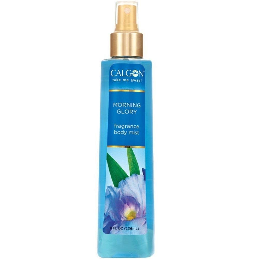 Calgon Morning Glory bottle close-up showing crisp floral aroma for daily refreshment.