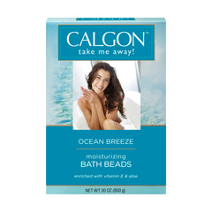 Calgon Ocean Breeze bath beads jar ready for a soothing, fragrance-rich soak.