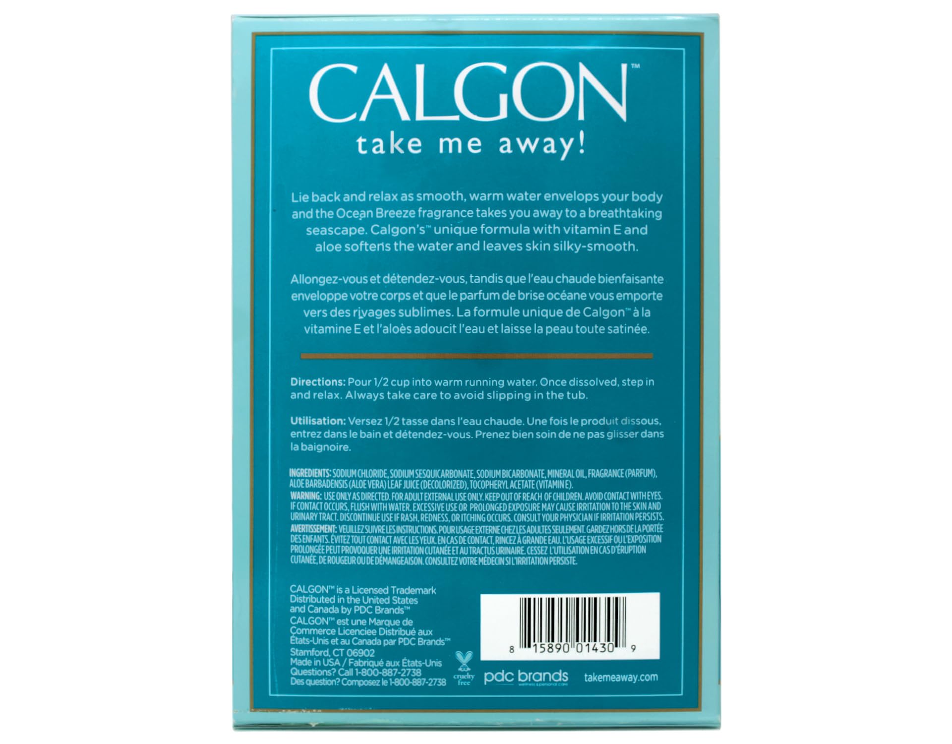 Calgon Ocean Breeze beads release fragrance for spa-like relaxation.