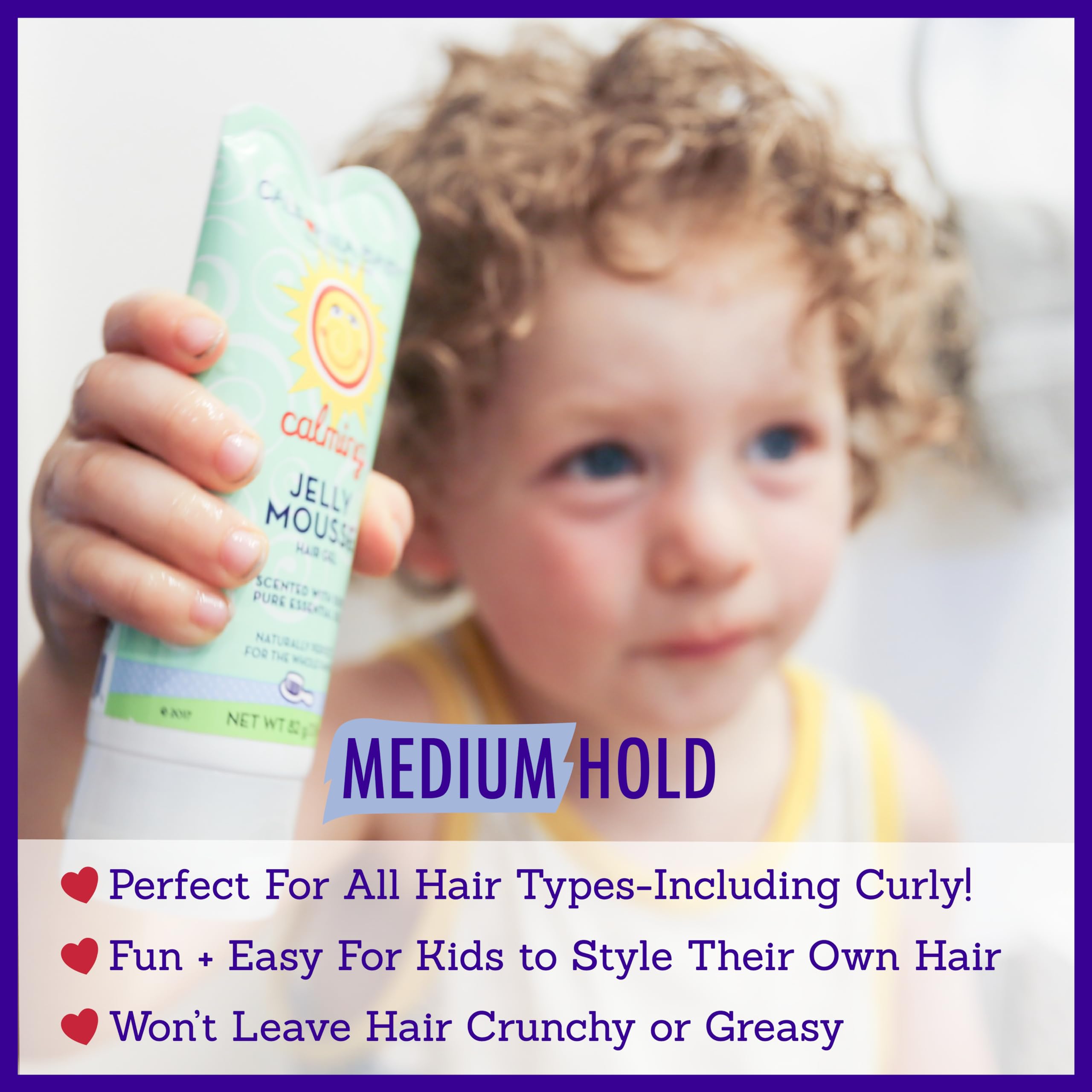 California Baby Calming Hair Gel packaging on shelf highlights clean label and hypoallergenic promise.