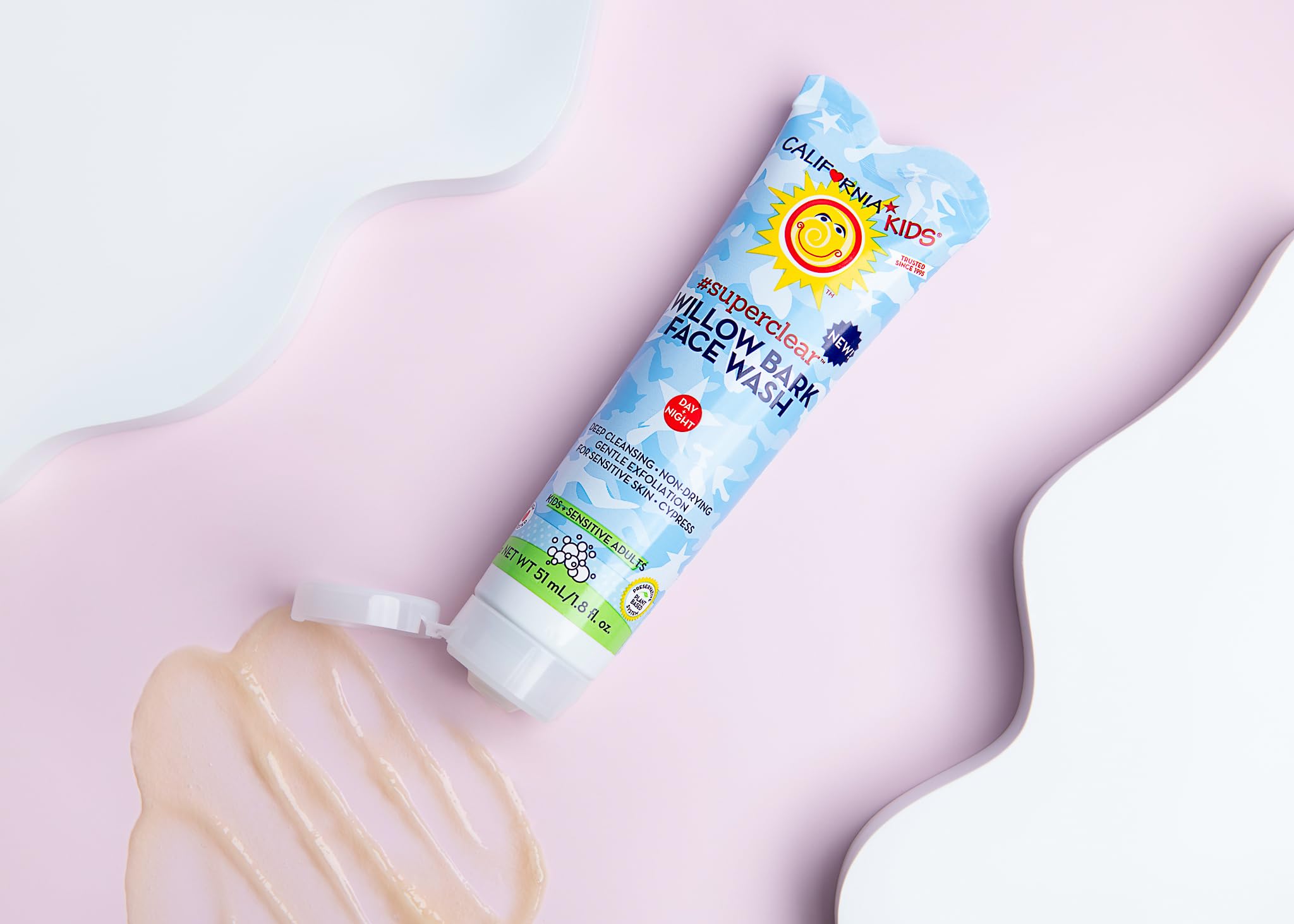 California Baby Face Wash pore cleansing action closeup suitable for sensitive skin.