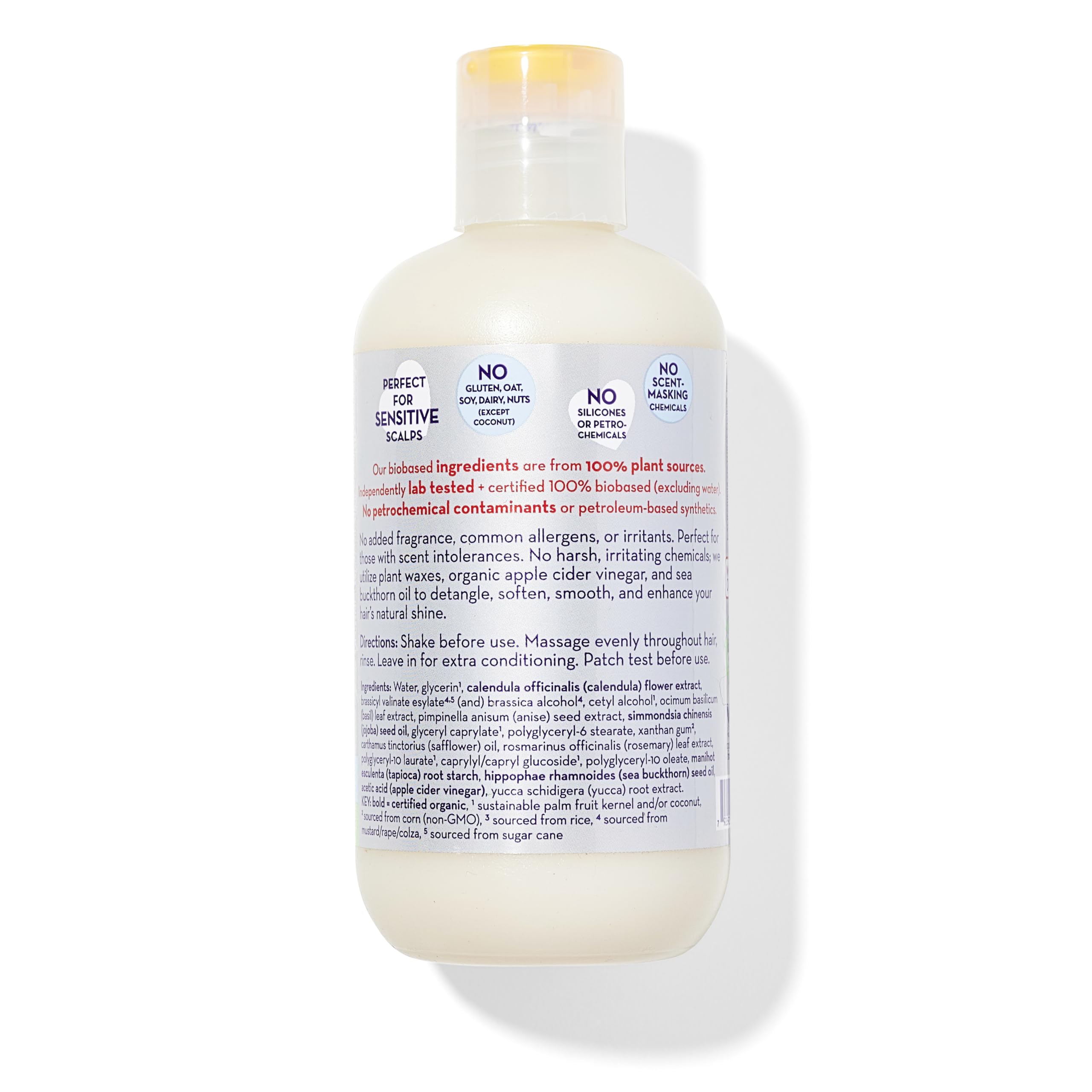 California Baby conditioner ingredients close-up highlights plant-based formula.