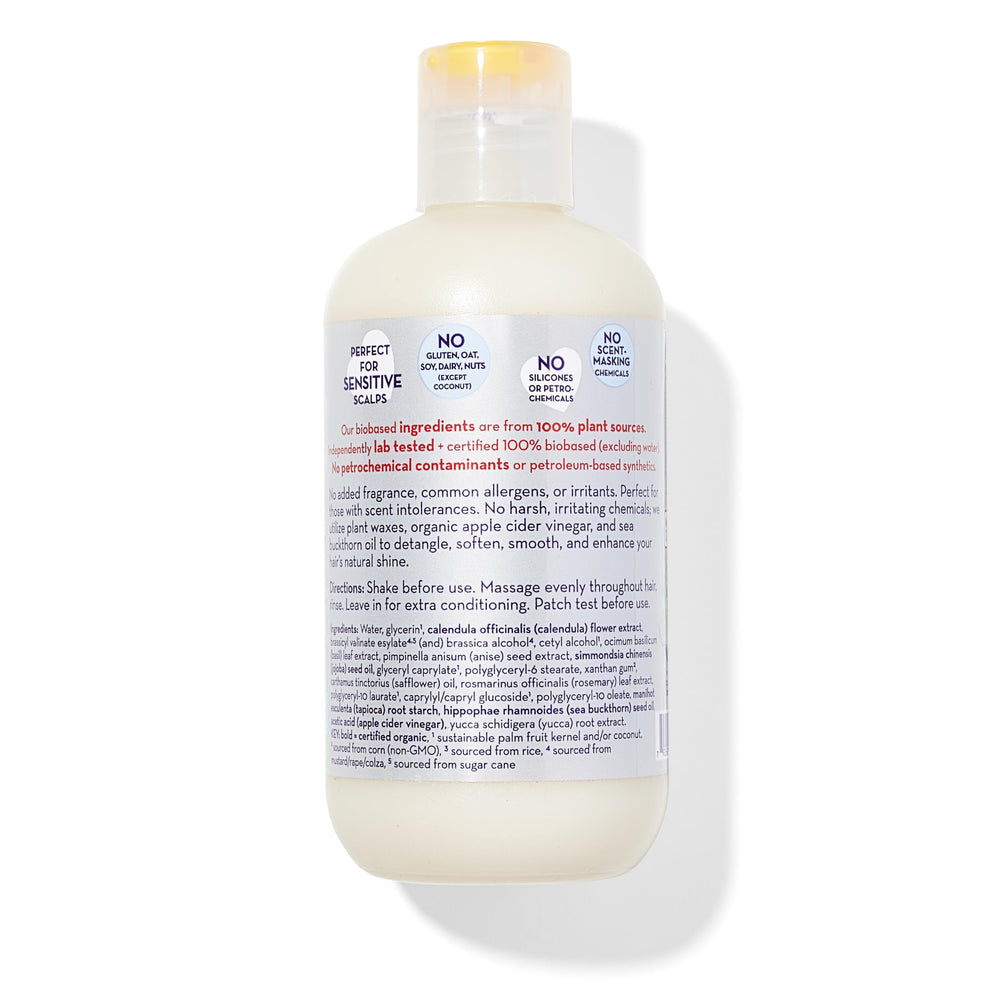 California Baby conditioner ingredients close-up highlights plant-based formula.