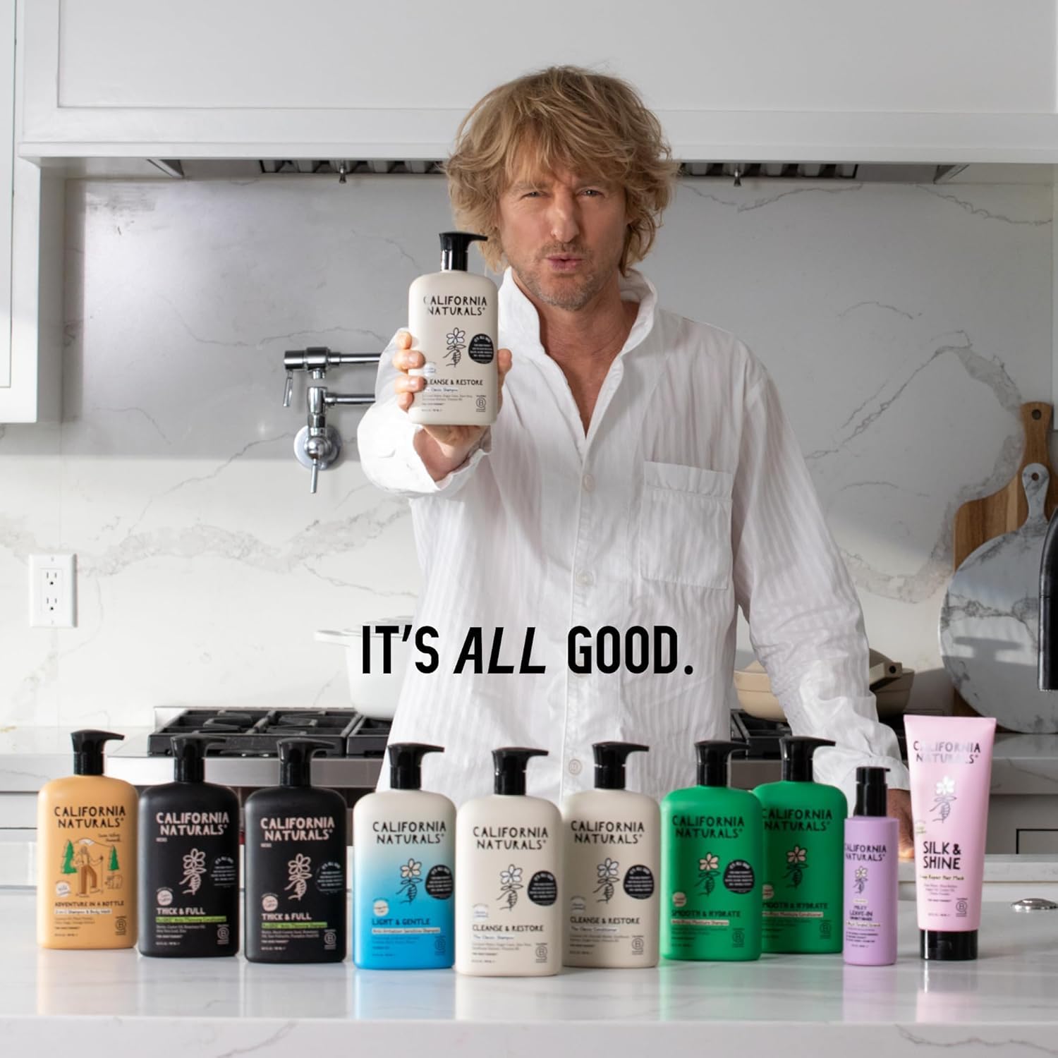 California Naturals Super Moisture Conditioner hair after-use glow shows smoother, healthier look.