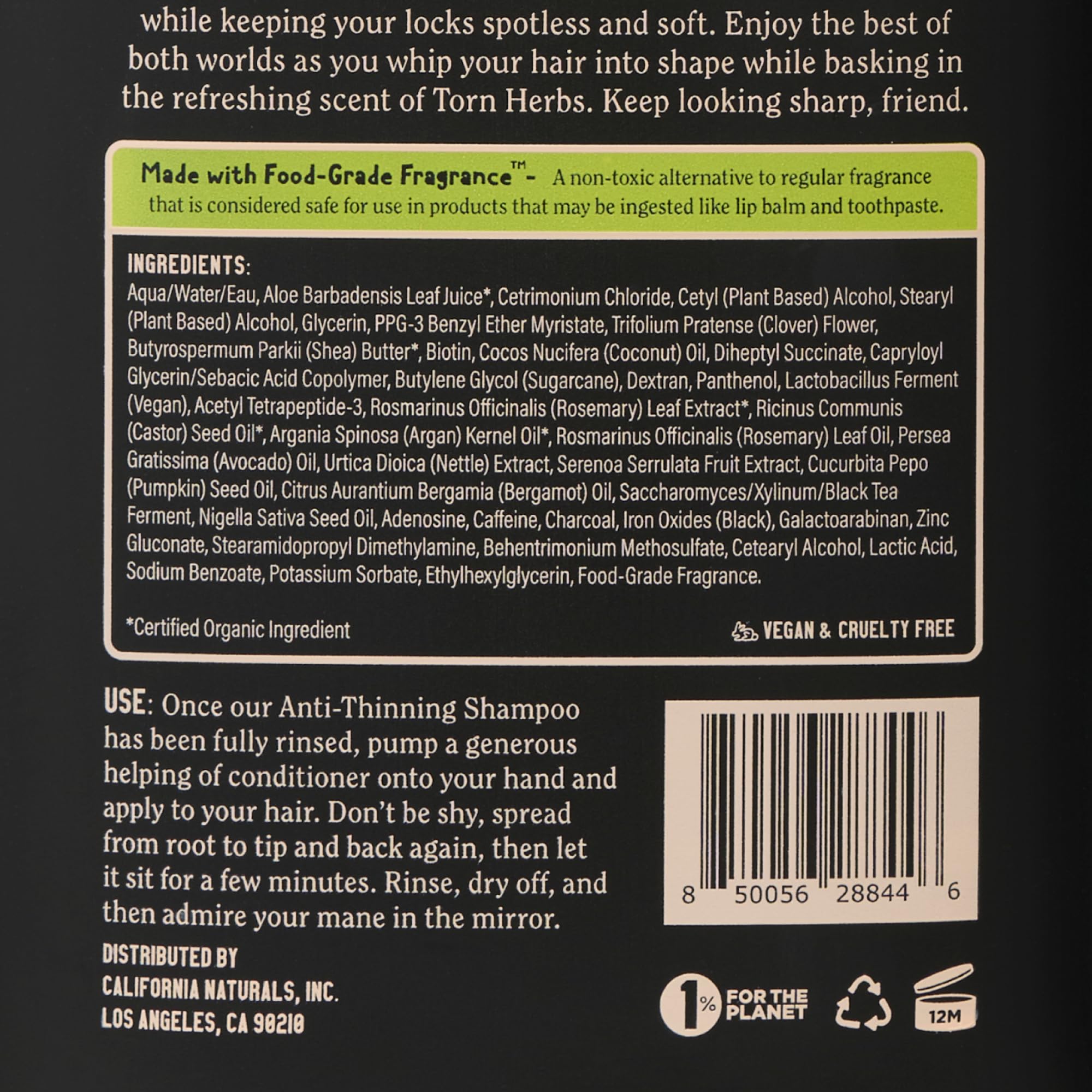 California Naturals Mens Re:GRO conditioner suitable for all hair types on display.