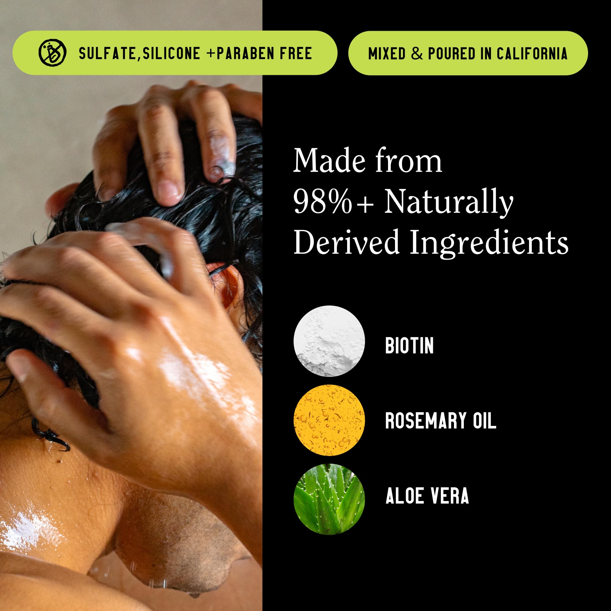 California Naturals Mens Re:GRO conditioner massage into scalp supports nourishing roots.