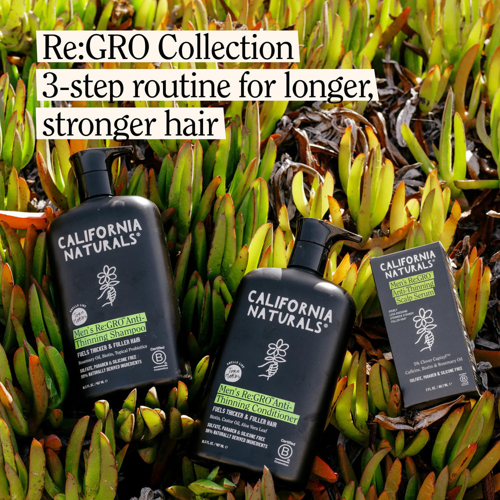 California Naturals Re:GRO routine steps apply 4x weekly for twelve weeks