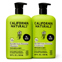 California Naturals Re:GRO Shampoo bottle demonstrates anti-thinning hair support in daily use.