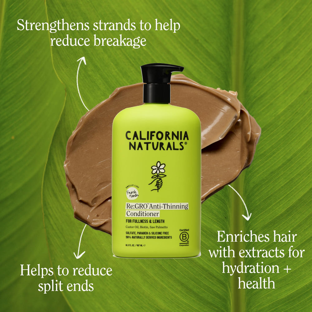 California Naturals Re:GRO conditioner ingredients highlight biotin for stronger strands