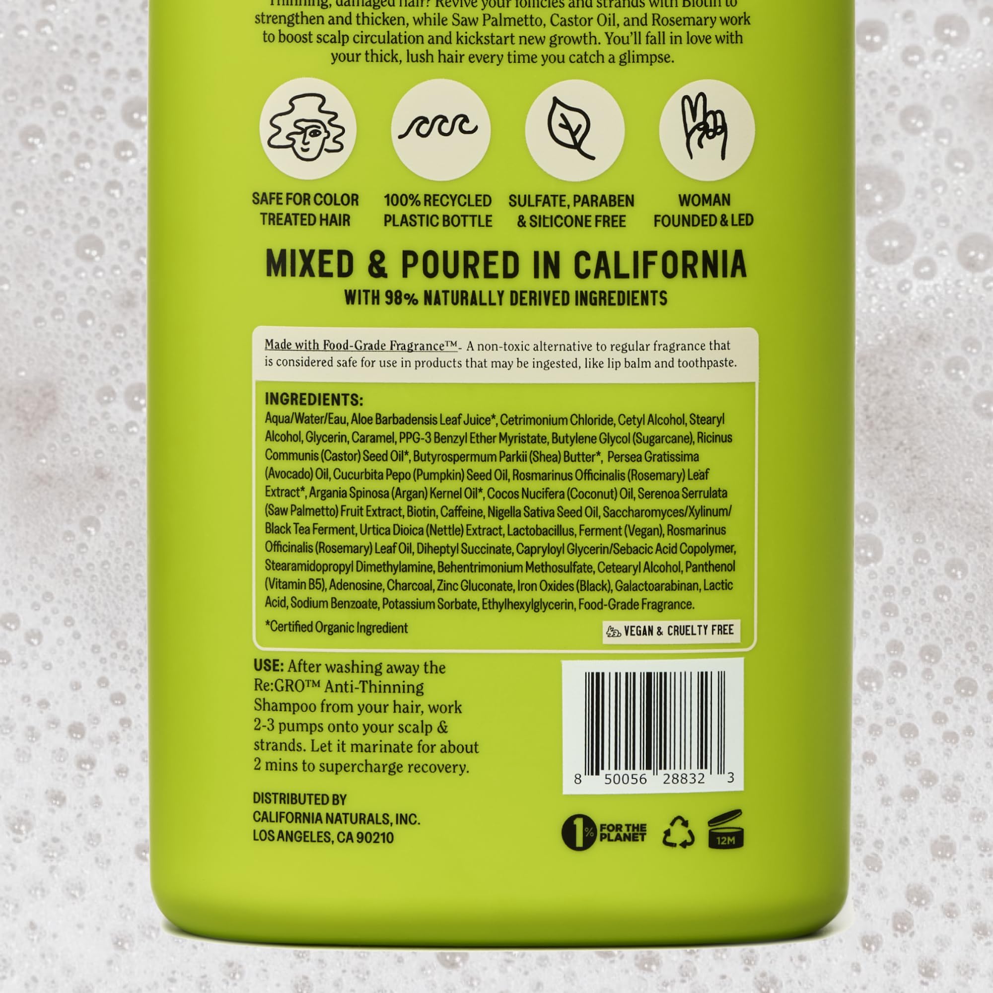 California Naturals Re:GRO conditioner on scalp demonstrates gentle nourishment for healthier follicles