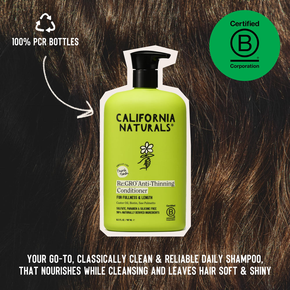 California Naturals Re:GRO conditioner close-up reveals glossy shine