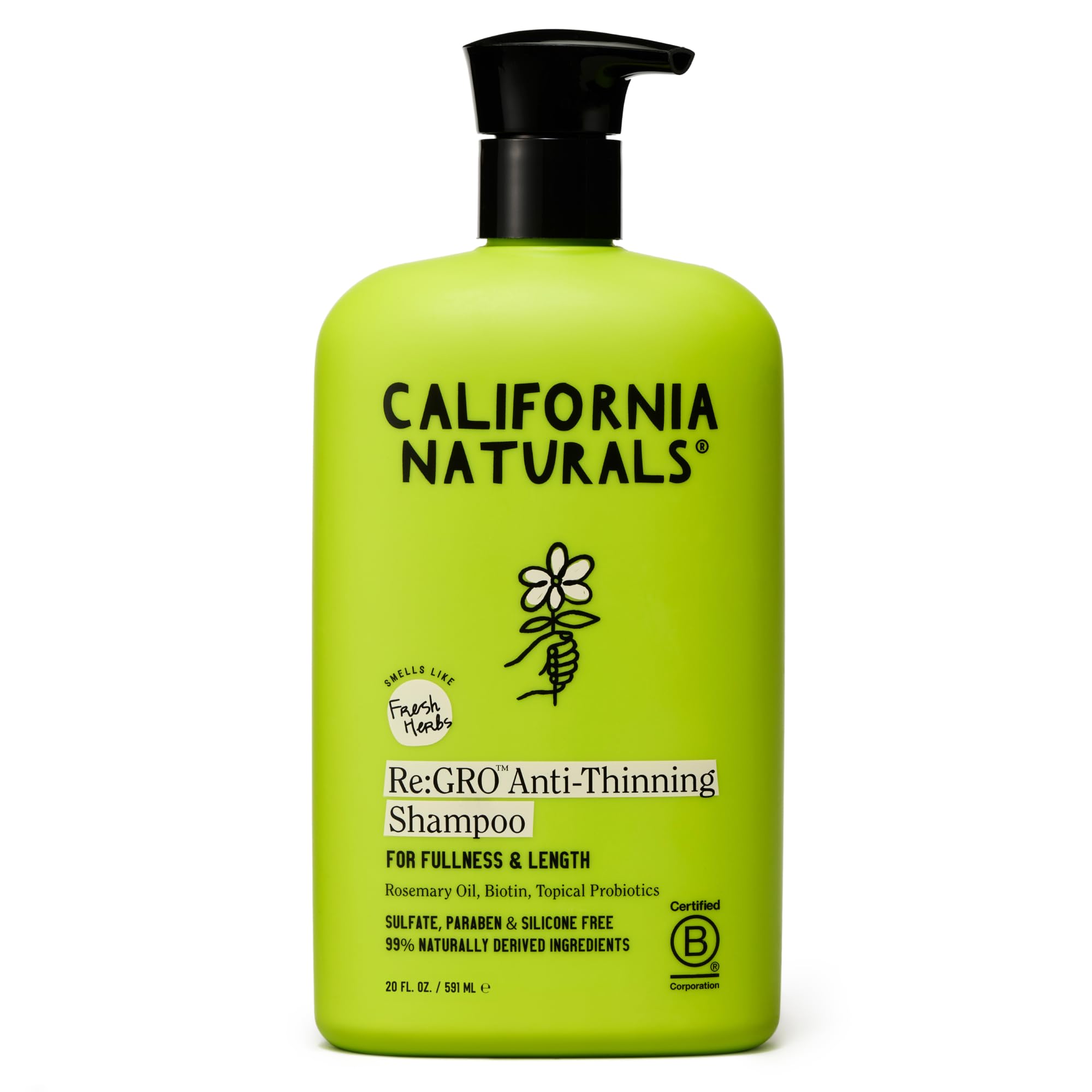 California Naturals Re:GRO shampoo bottle front for scalp support routine.