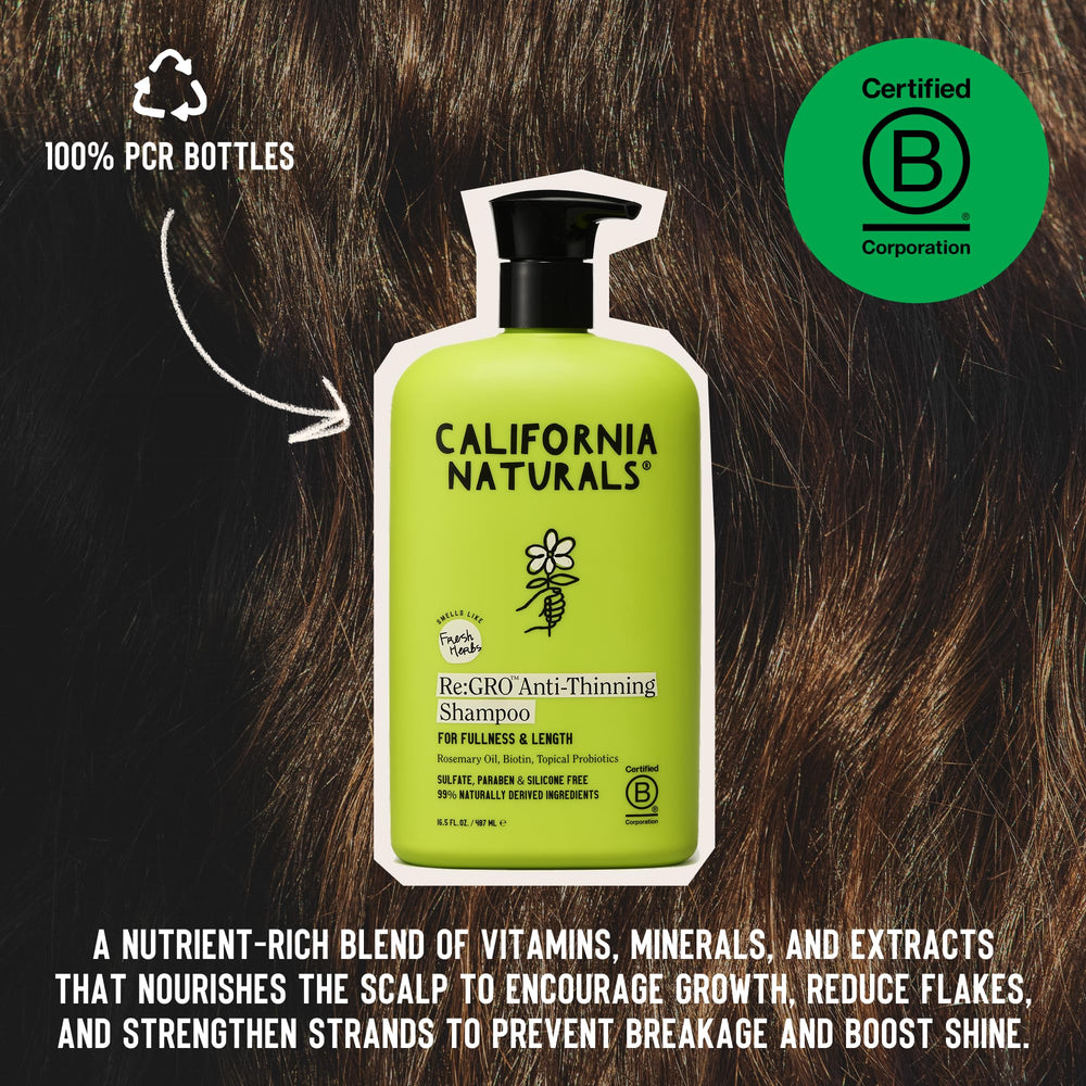 California Naturals Re:GRO vegan cruelty-free badge confirms ethics.