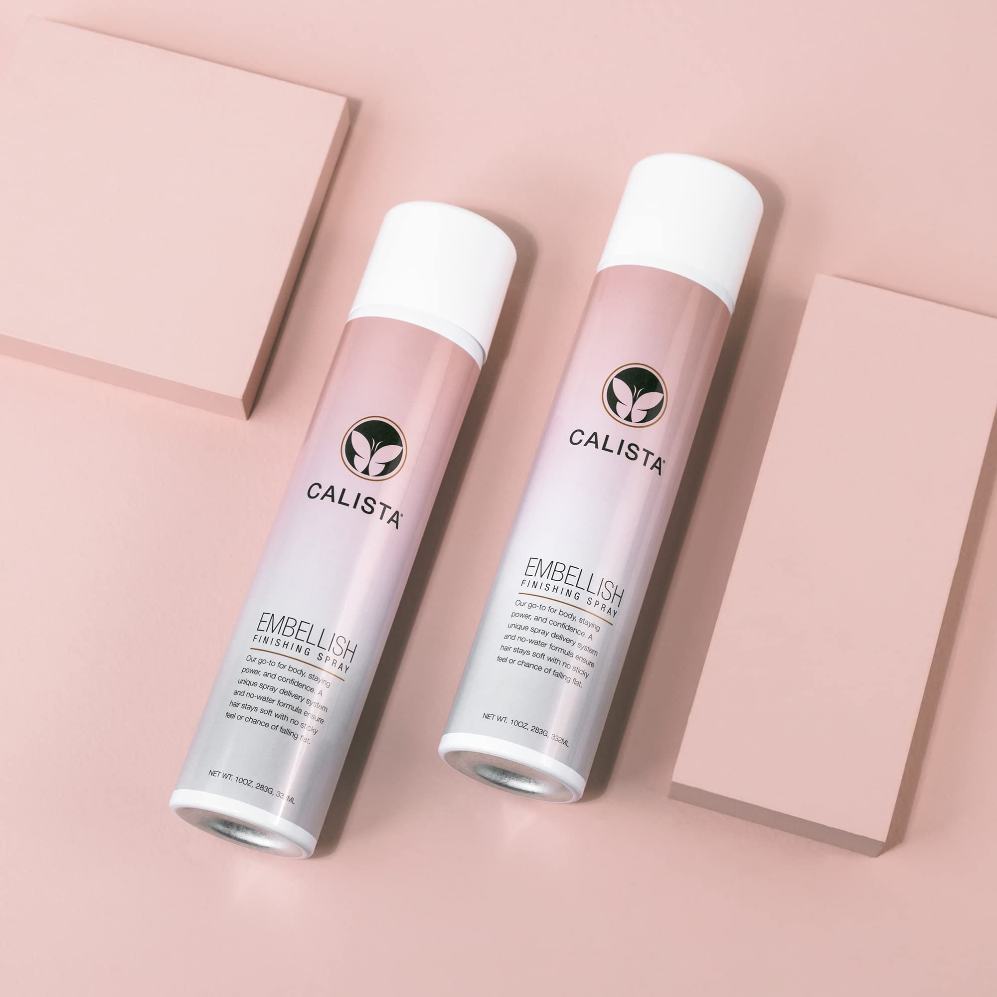 Calista Embellish Finishing Spray is color-safe and color-treated friendly.