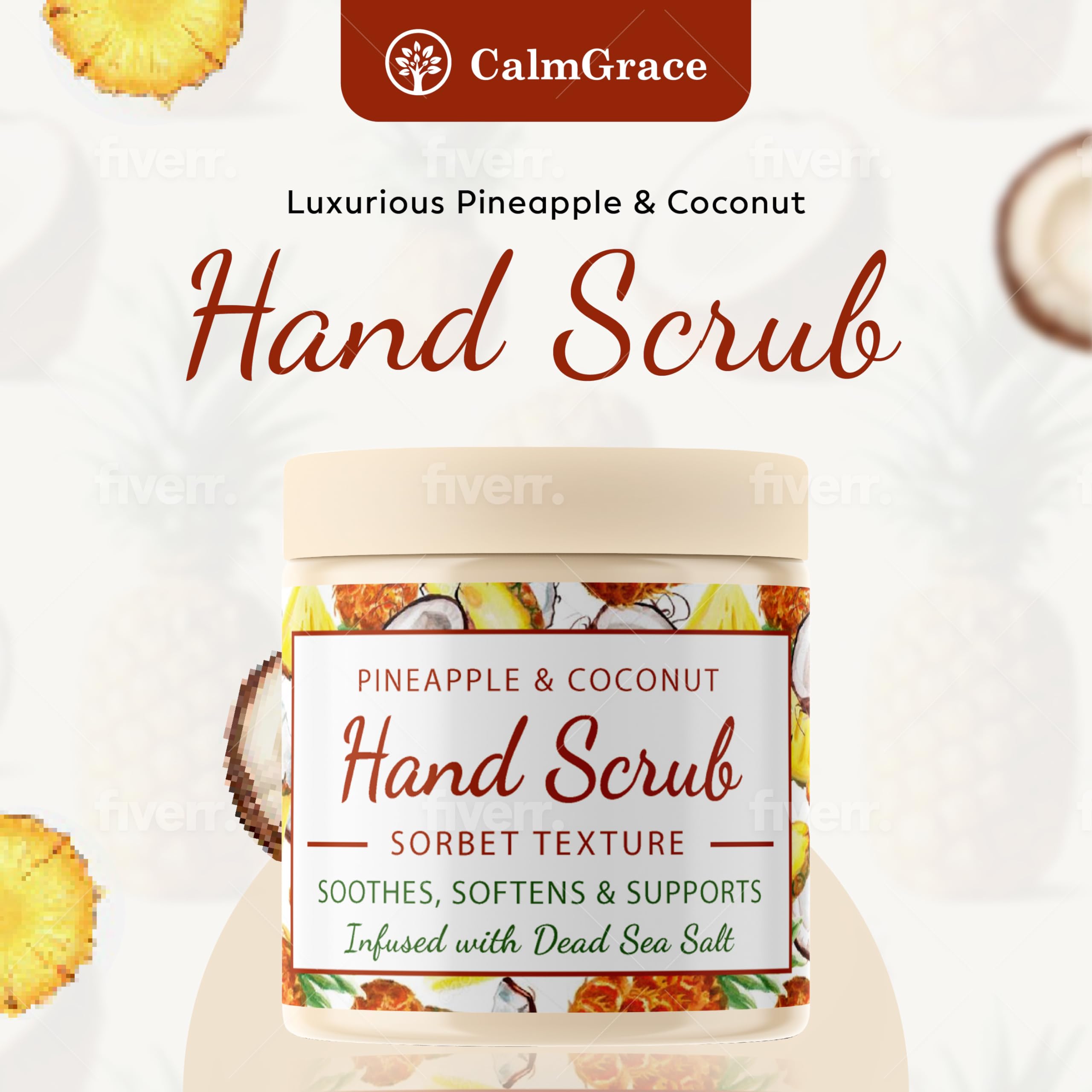 CalmGrace sorbet-texture application close-up emphasizes luxurious exfoliation.