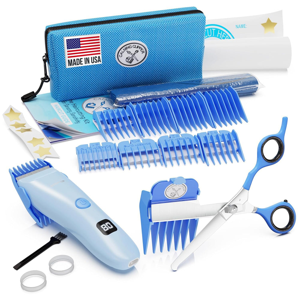 CALMING CLIPPER silent snips poster display supports gradual exposure during pre-visit rituals.