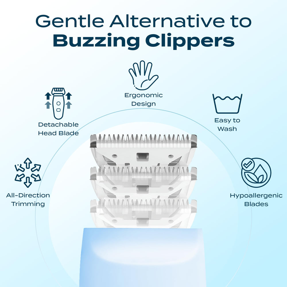 CALMING CLIPPER Step-Up child using clipper during haircut emphasizes stress-free routine