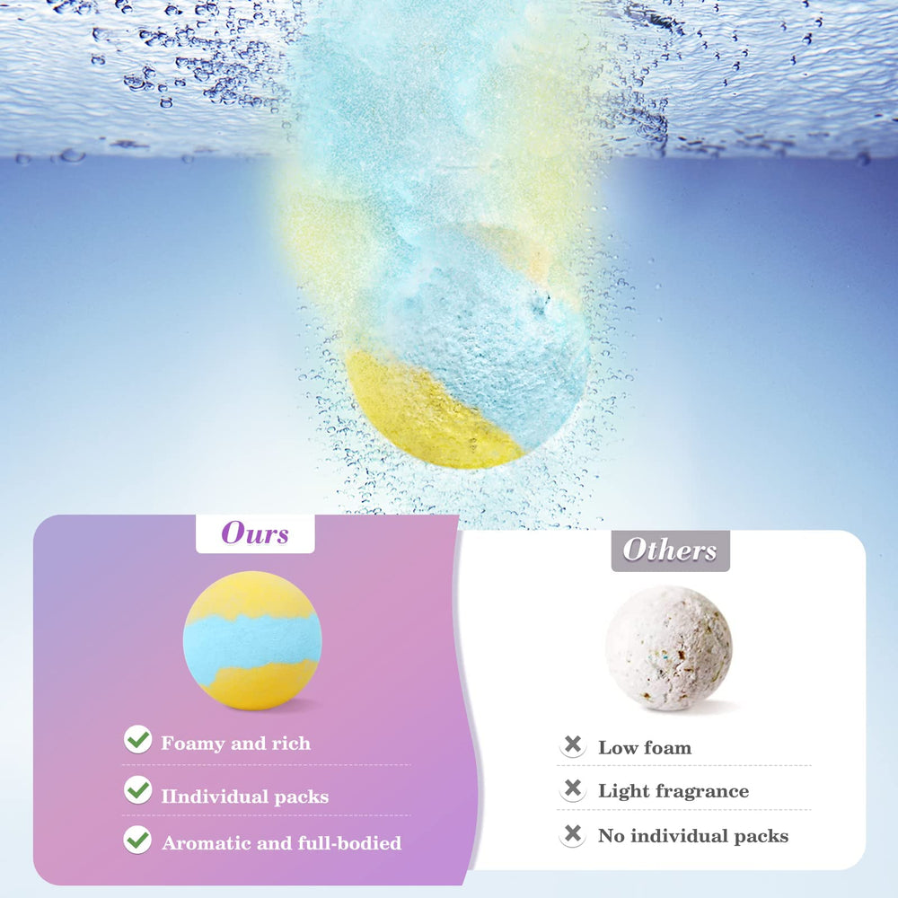CalmNFiz bath bombs bubble diffuse color bubbles on surface for a playful spa moment.