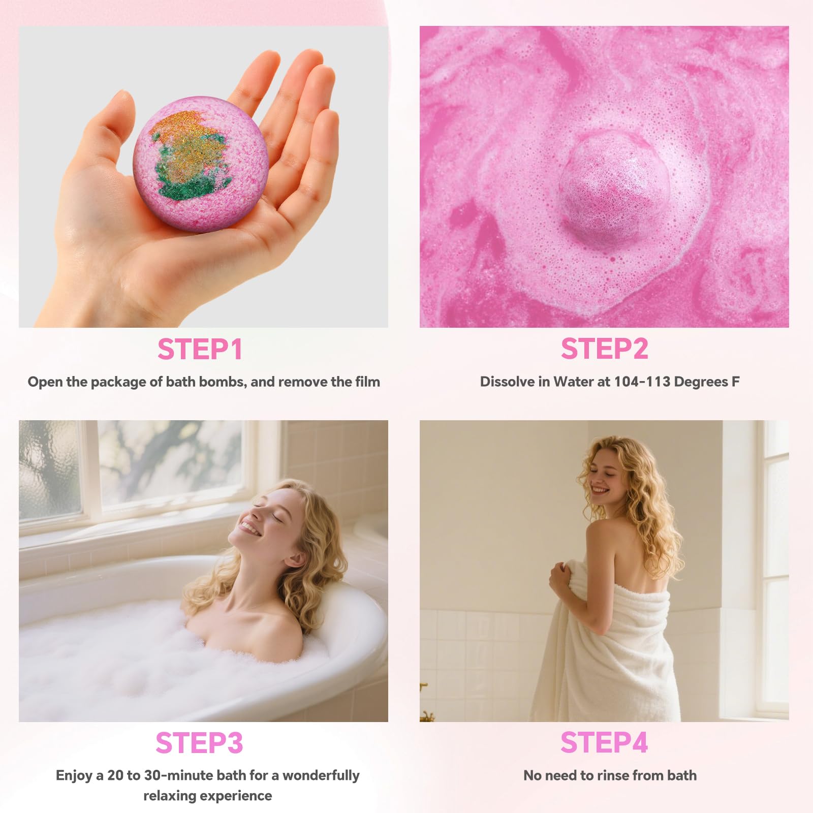 CalmNFiz rose bath bomb for pampering soak and fragrant diffusion.