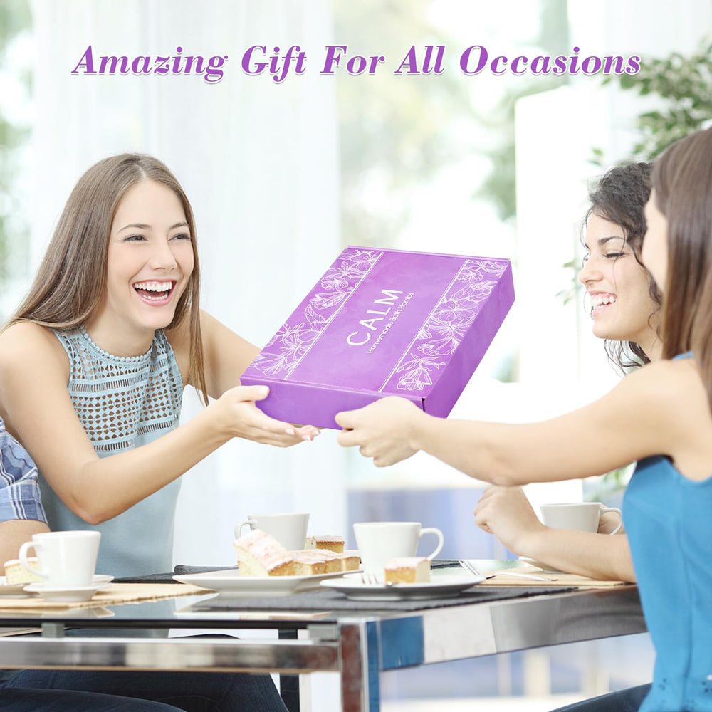 CalmNFiz gift-ready bath bombs pair with thoughtful tags for a personal present.