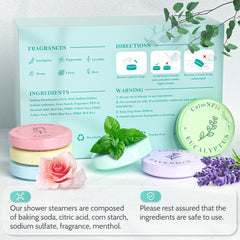 CalmNFiz shower steamers dissolving action demonstrates fragrance release during a shower.