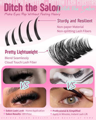 Calphdiar 100D fluffy lash clusters closeup highlighting light weight feel