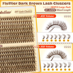 Calphdiar Brown Lash Clusters lengths 10-16mm enable customized layered looks.