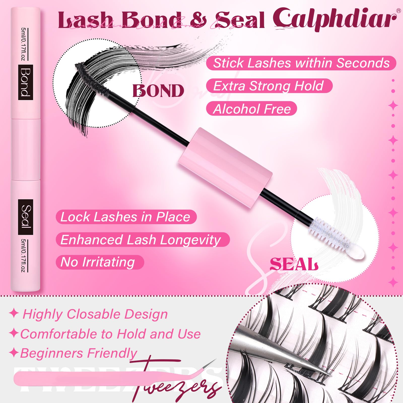 Calphdiar Fairy Lash Tweezers for precise cluster placement.