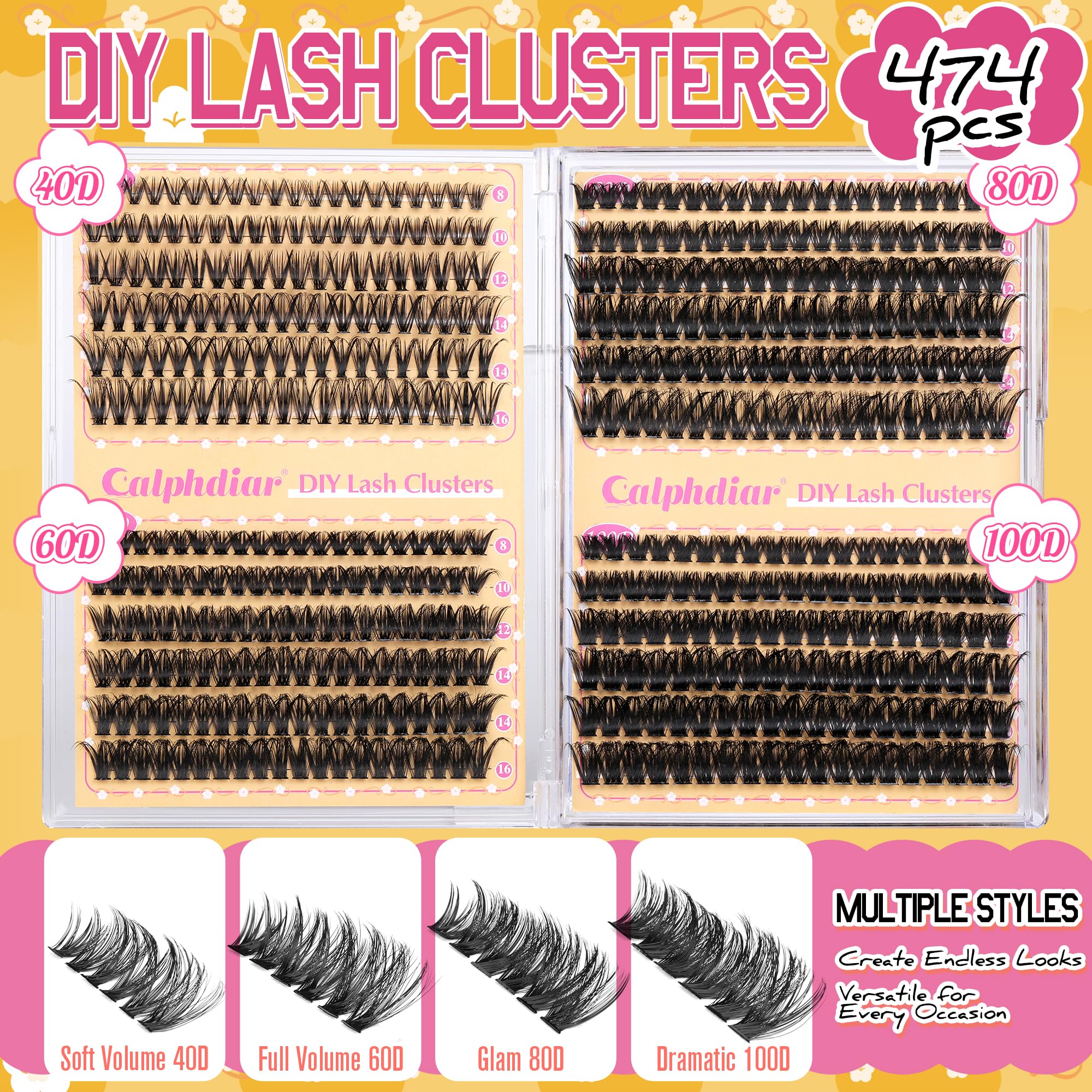 Calphdiar lash clusters wispy extensions offer natural, lightweight wear.