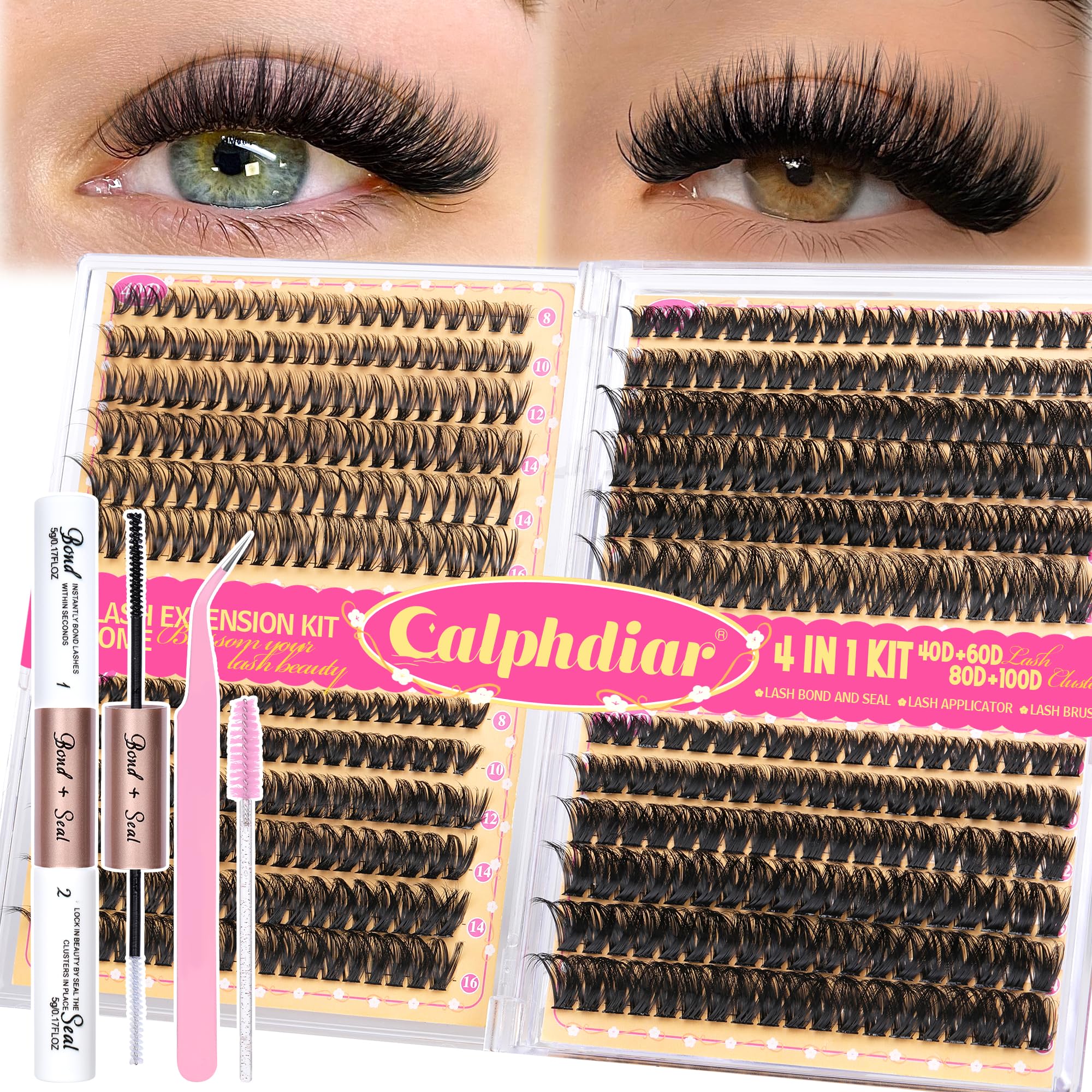 Calphdiar lash extension kit packaging shows an all-in-one salon-at-home solution.