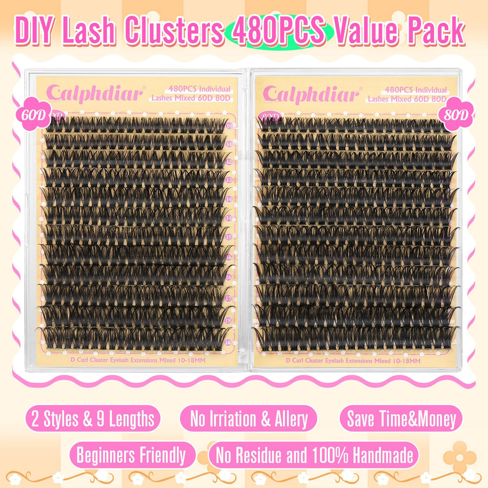 calphdiar lashes clusters closeup 60D80D curls deliver dramatic wispy effect.