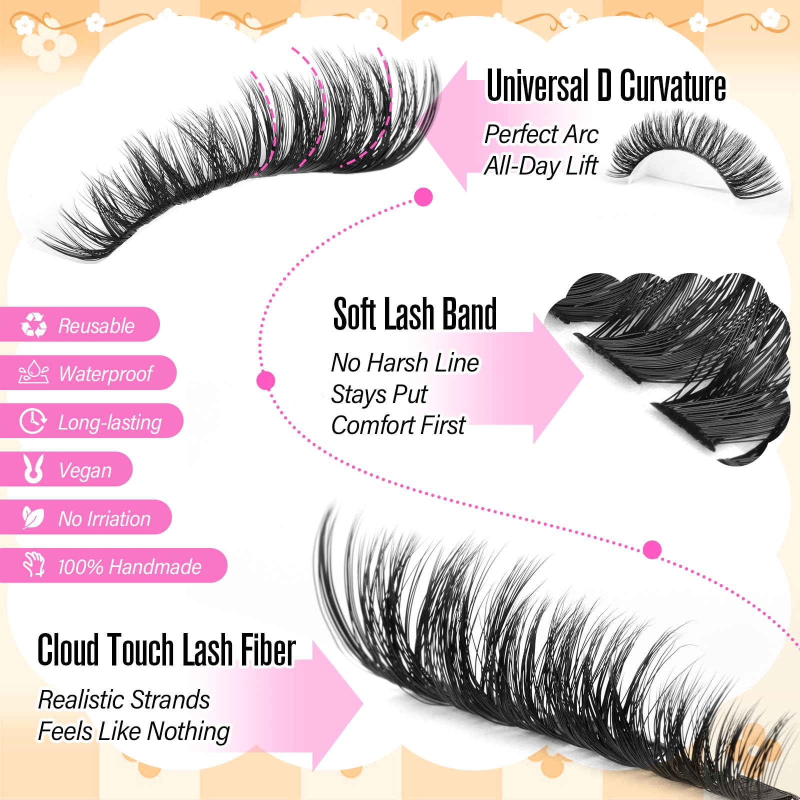 calphdiar lashes clusters reusable diy-application emphasizes durability for multiple uses.