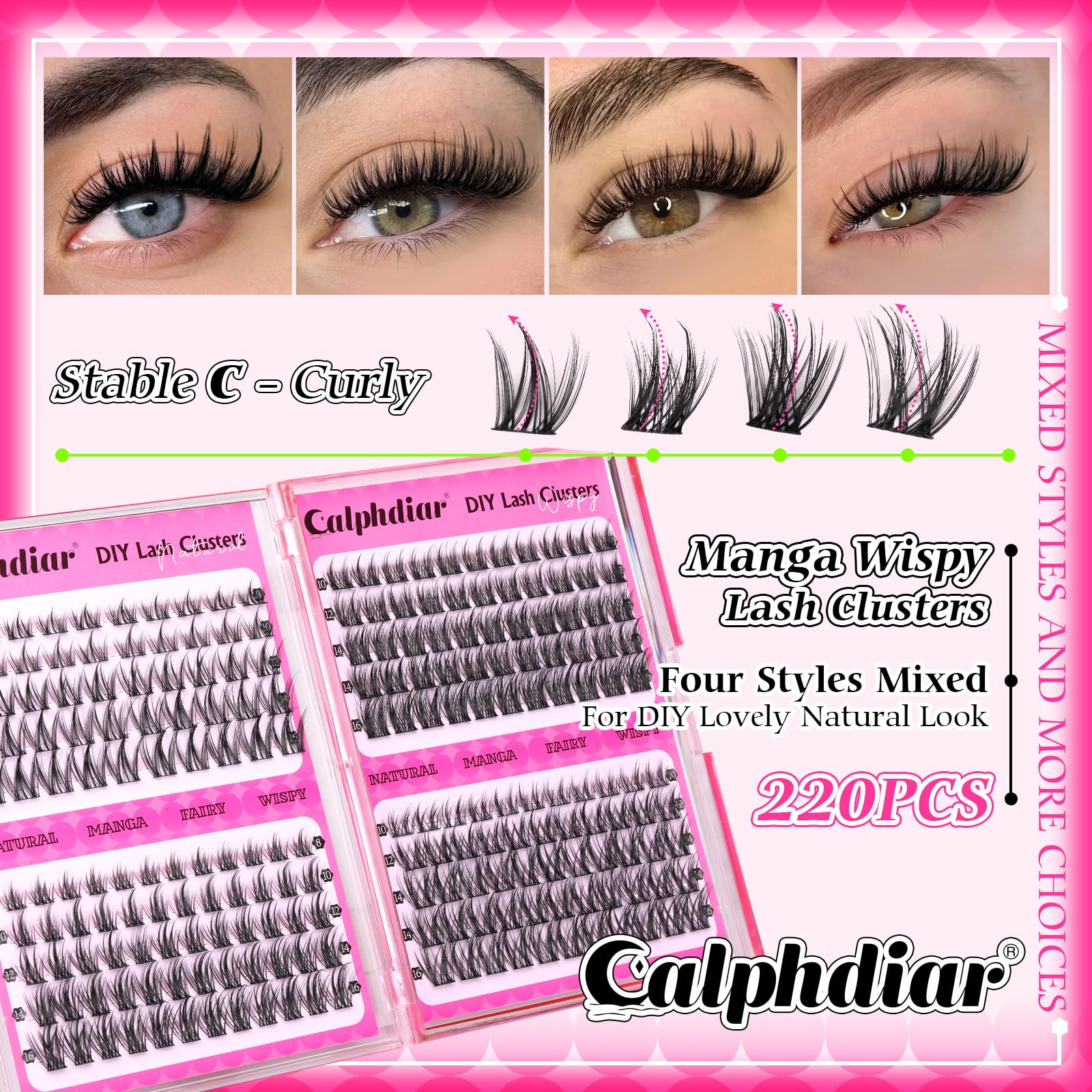 Calphdiar natural-wispy-cluster-eyelashes blend with real lashes for a subtle everyday enhancement.