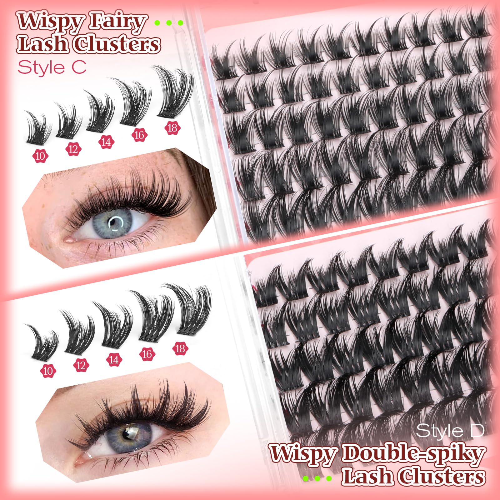 Calphdiar wispy lash clusters length variety 10-18mm ideal for customizable drama.