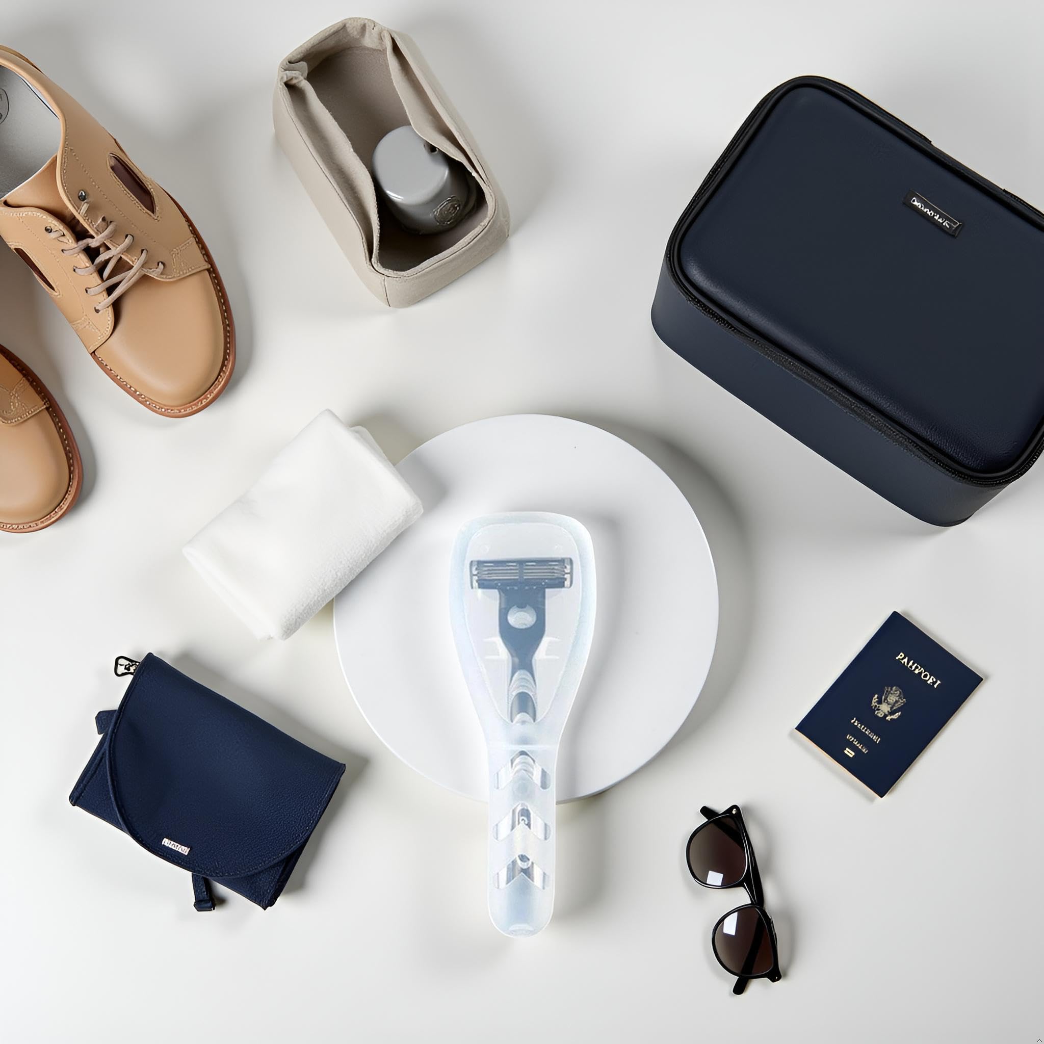 Calsgkspray airport-friendly case keeps razors secure in carry-on luggage.