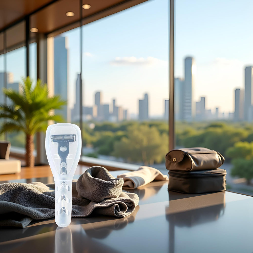 Calsgkspray razor holder protective cover protects blades from damage in luggage.