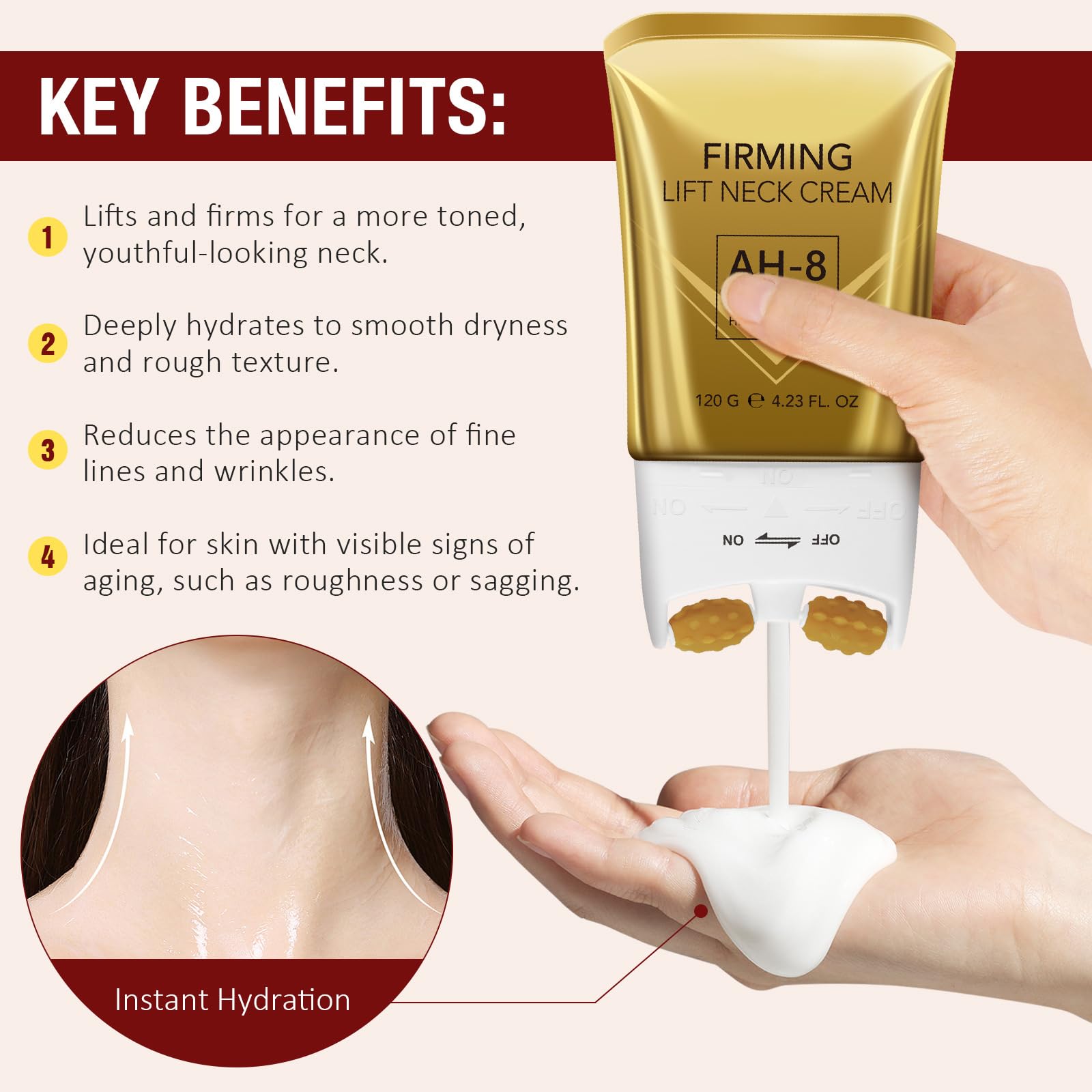 Calyphra PEAQ neck cream crepey-skin texture smoothing close-up