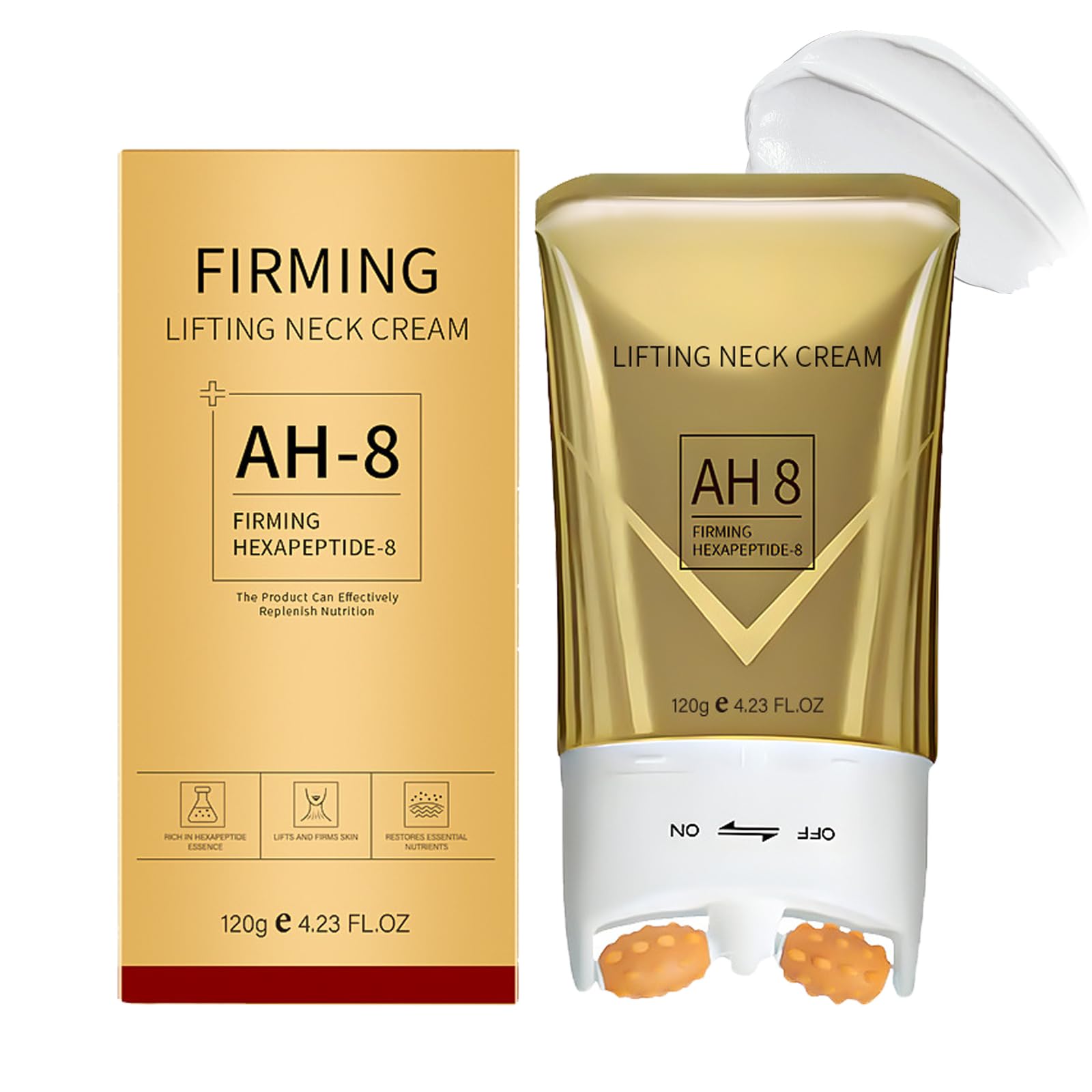 Calyphra PEAQ neck cream roller application for even coverage