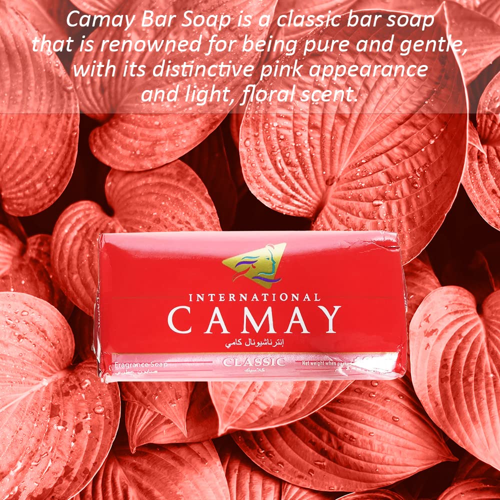 Camay Classic Bar Soap packaging-display showcases classic skincare ritual and everyday indulgence.