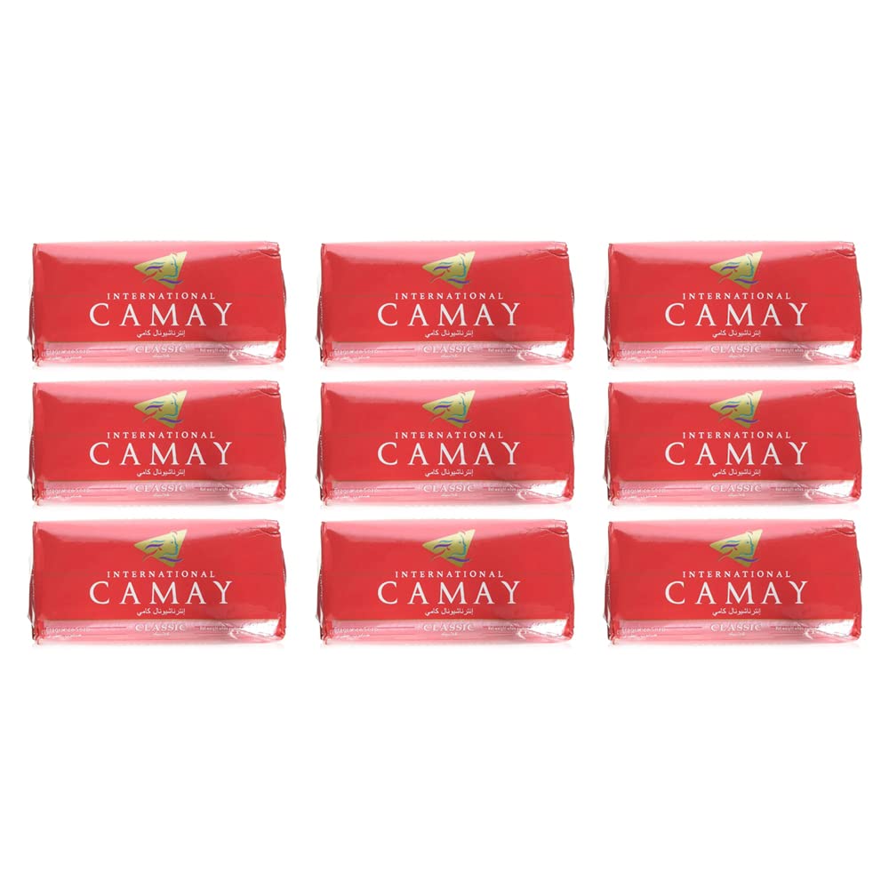 Camay Classic nine-bar pack showing the product, ideal for daily cleansing and radiant skin.