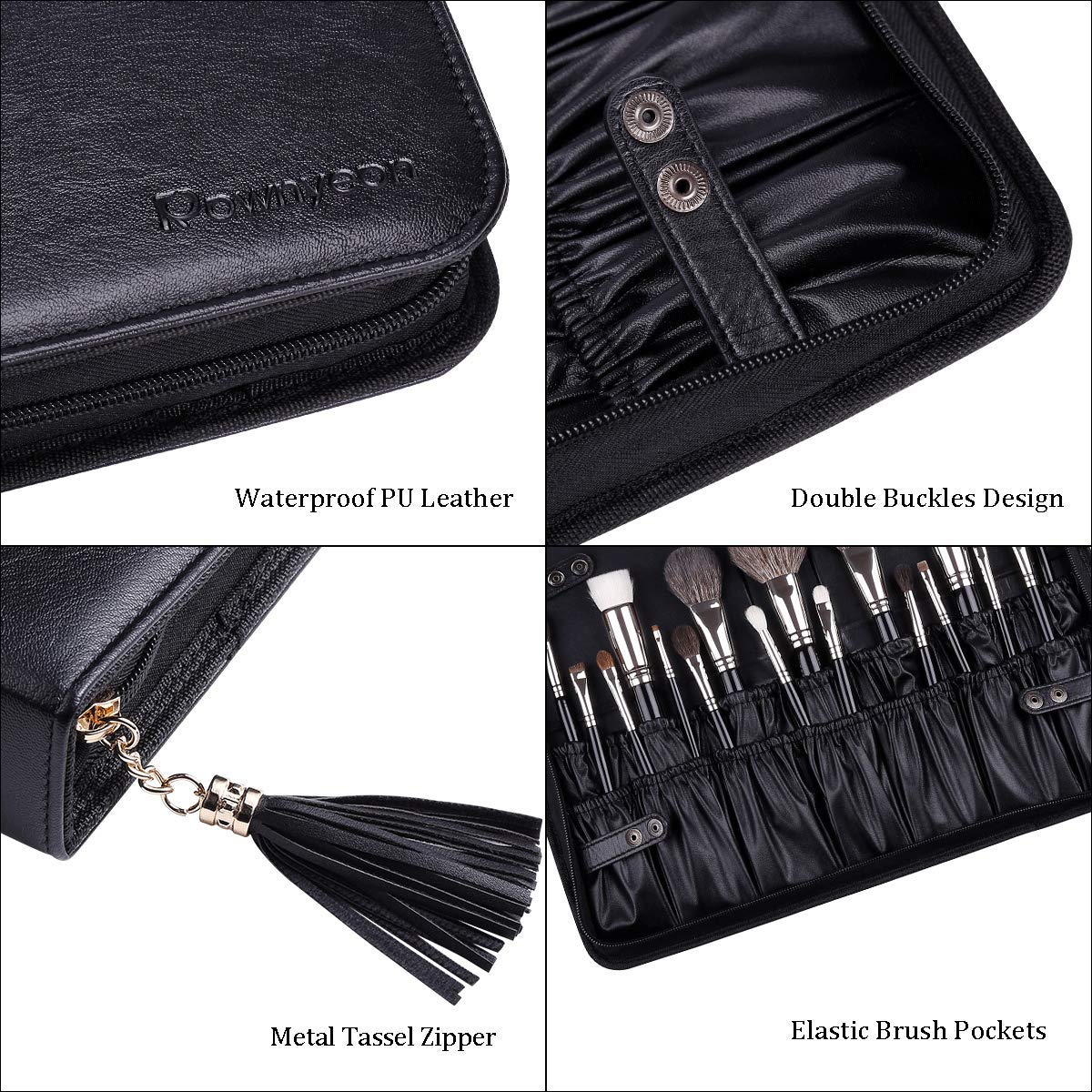 Camdeez Rownyeon 14-elastic-pocket capacity holds about 40 brushes up to 11 inches