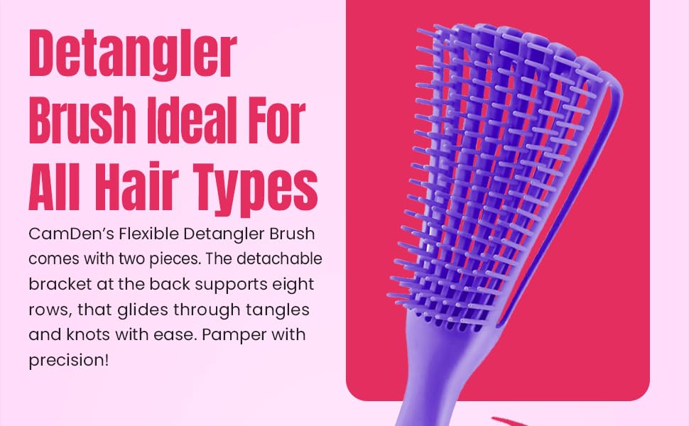 CamDen Premium Detangler Brush used on dry hair defining curls with minimal breakage.