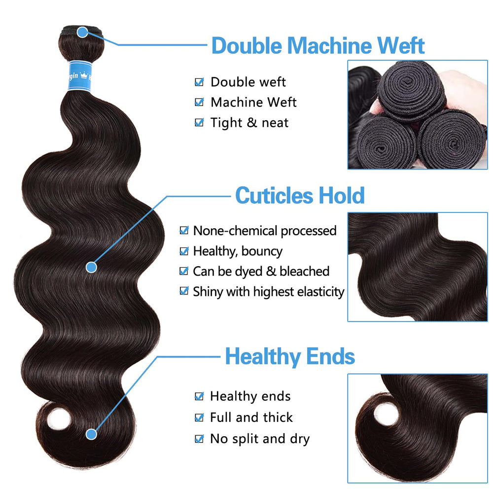 Camebinly Body Wave Bundles natural black color for seamless blend